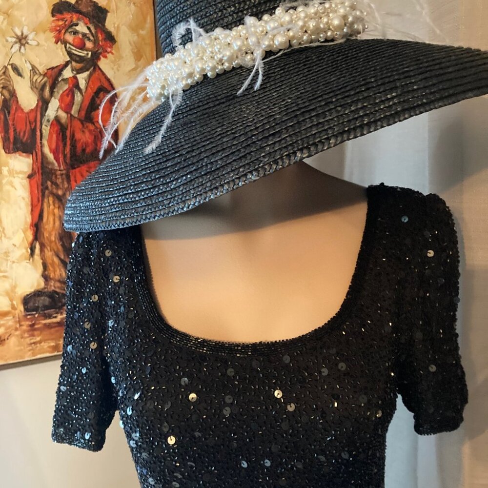 STUNNING TALK OF THE WALK ATLANTIC CITY SEXY LBD ALL-OVER SEQUIN A-LINE DRES XS